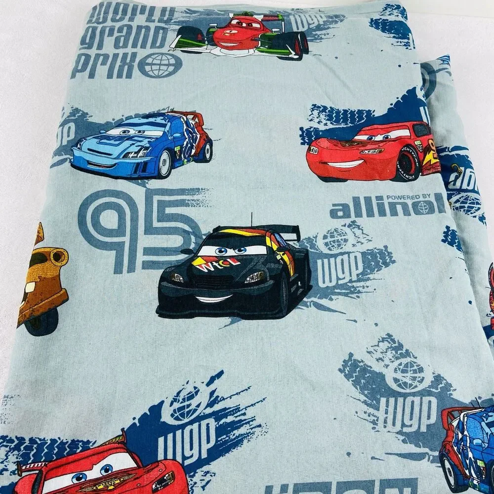 Disney Cars 2 Twin Flat Sheet Lightning McQueen Francesco Mater Cotton Blend